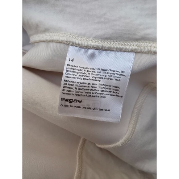 Lululemon Softstreme Full-Zip Cropped Light Ivory Athleisure Hoodie Sz 14 - Picture 9 of 10